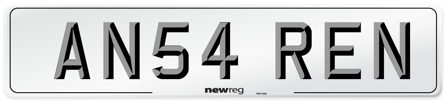 AN54 REN Number Plate from New Reg